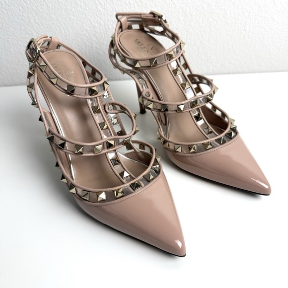 Valentino Shoes - Valentino Rockstud Pumps Patent Leather Rose Womens 7.5 Glam Luxury Maximalism